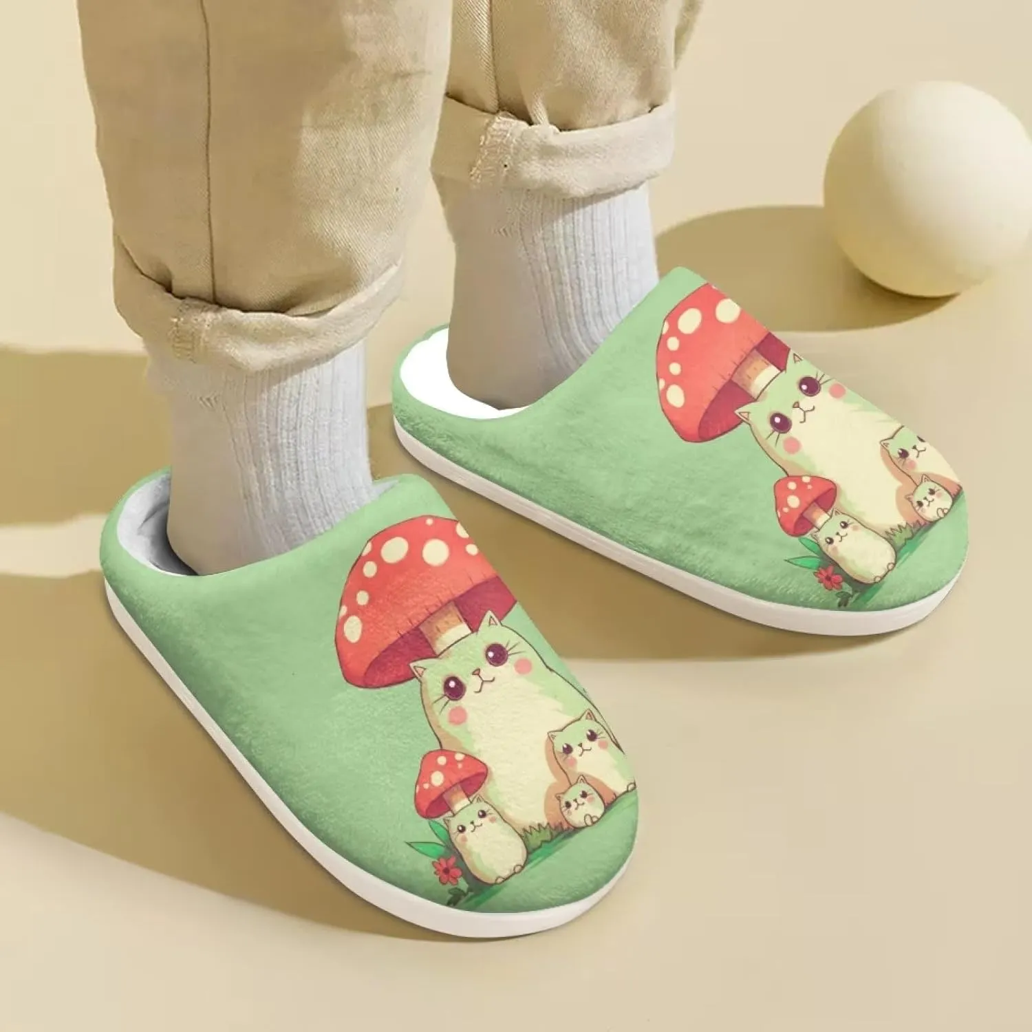 Kids House Slippers Cute Plush Slippers for Teen Girls Anti-slip Indoor Bedroom Slippers