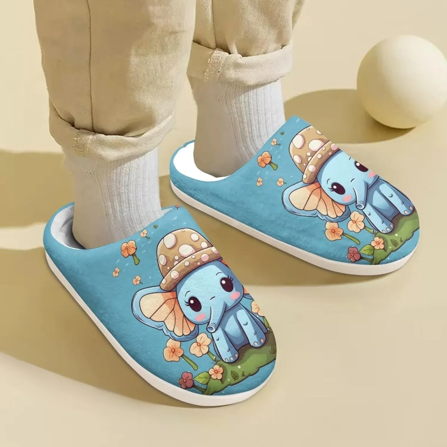 Kids House Slippers Cute Plush Slippers for Teen Girls Anti-slip Indoor Bedroom Slippers