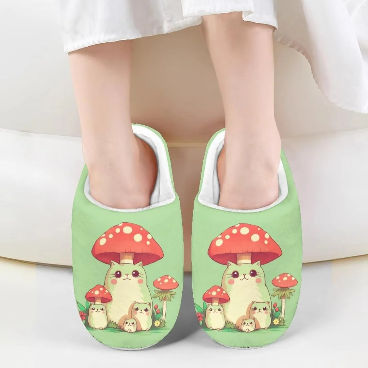 Kids House Slippers Cute Plush Slippers for Teen Girls Anti-slip Indoor Bedroom Slippers