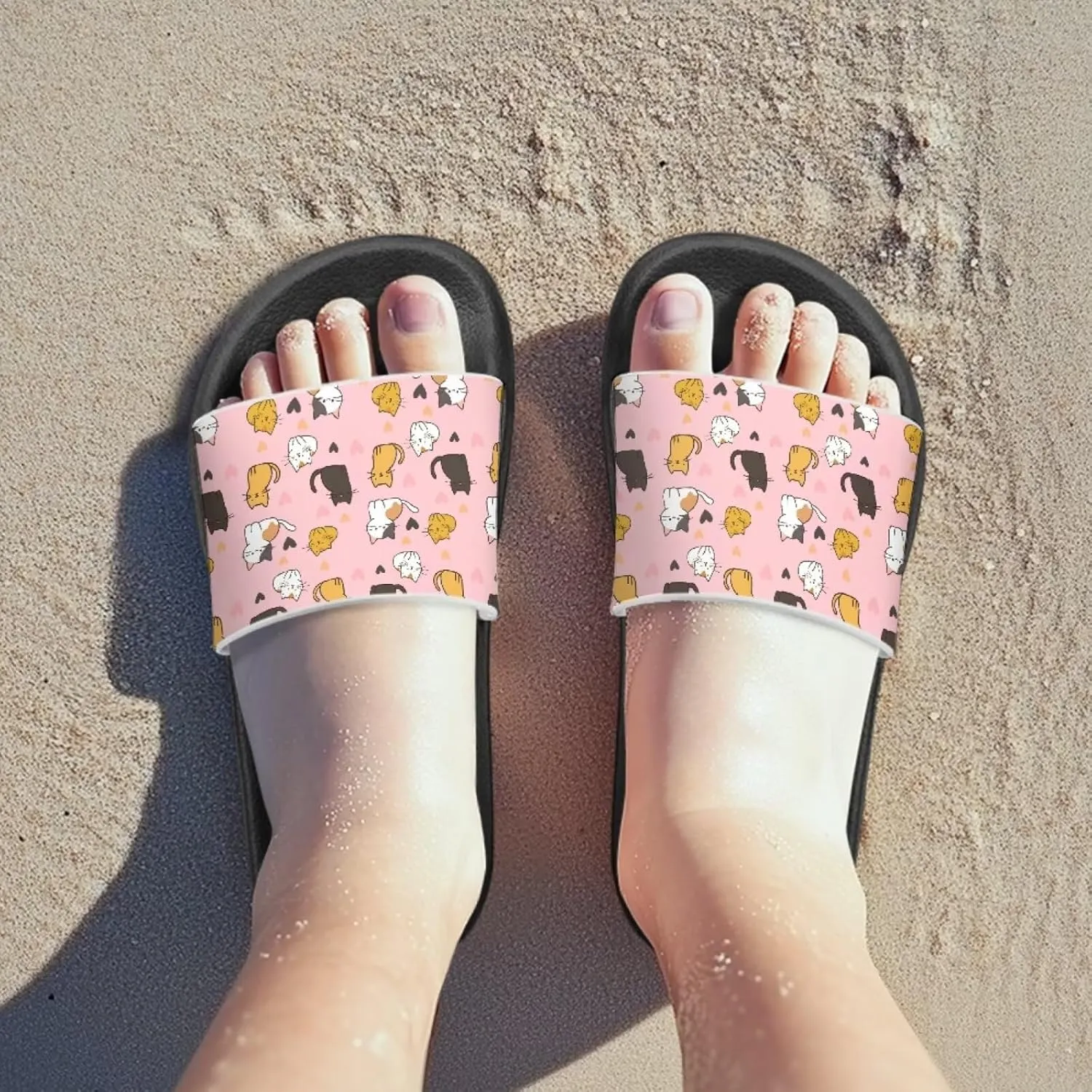 Kids Slides Girls Boys Toddlers Shower Slippers Cute Cartoon Open Toe Sandals Cushioned Thick Sole Beach Pool Shoes