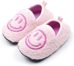 Kids Slippers Toddler Smile Face House Slippers Indoor Home Non-Slip Rubber Sole Shoes Warm Cozy Socks