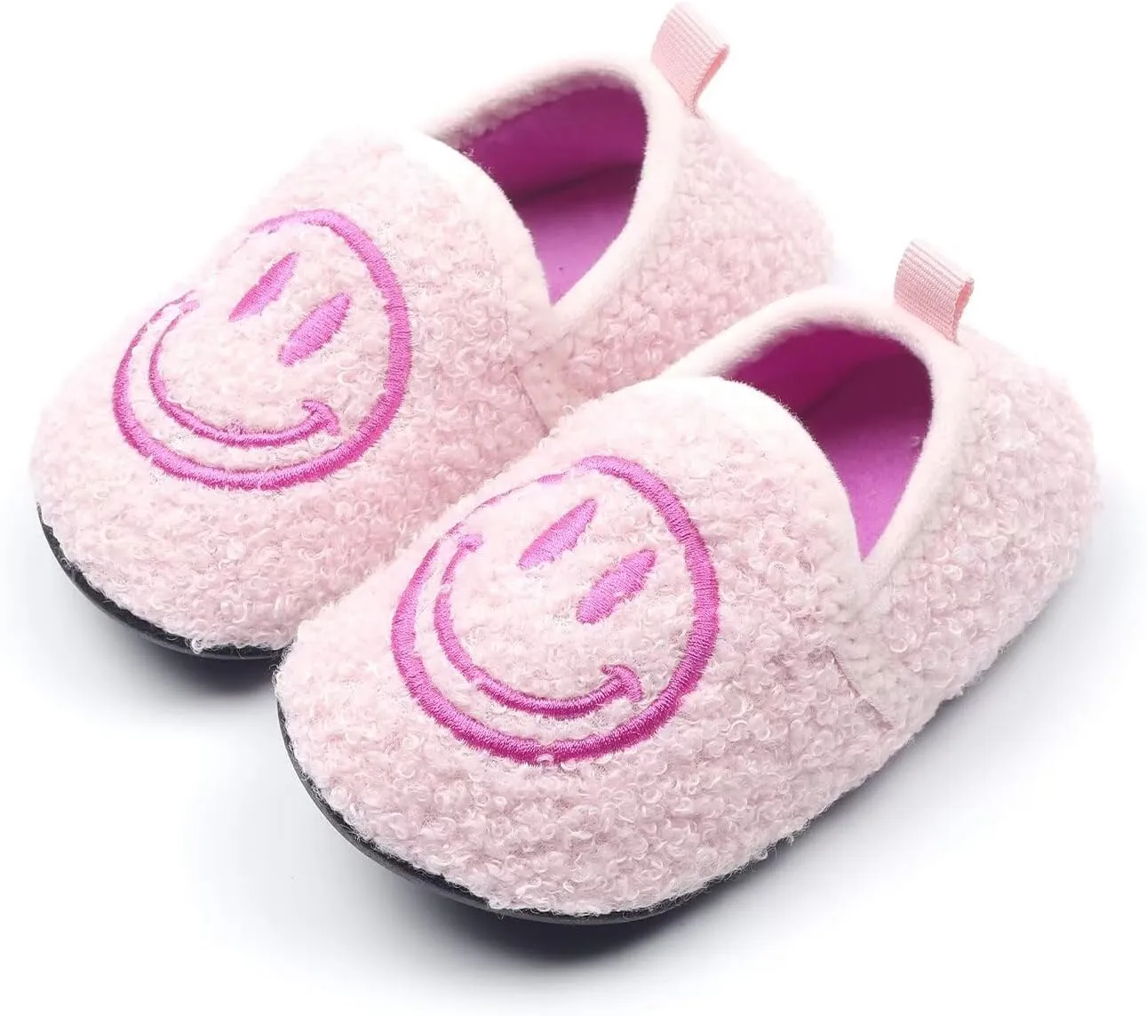 Kids Slippers Toddler Smile Face House Slippers Indoor Home Non-Slip Rubber Sole Shoes Warm Cozy Socks