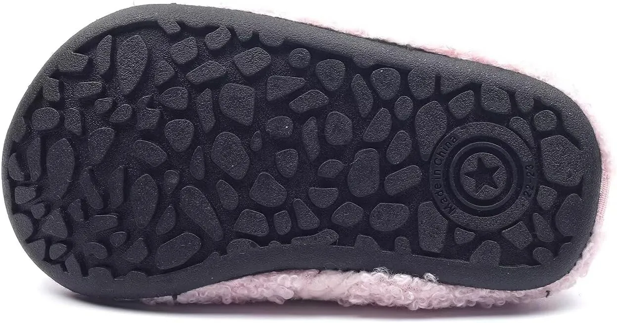 Kids Slippers Toddler Smile Face House Slippers Indoor Home Non-Slip Rubber Sole Shoes Warm Cozy Socks