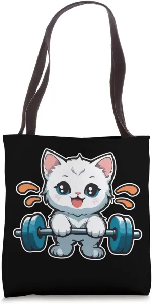 Kitten Gym Weight Training Deadlift Tote Bag