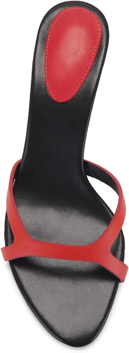 Kitten Heels for Women Single Strap Low Heel Open Toe Mule Shoes Non Slip Sandals