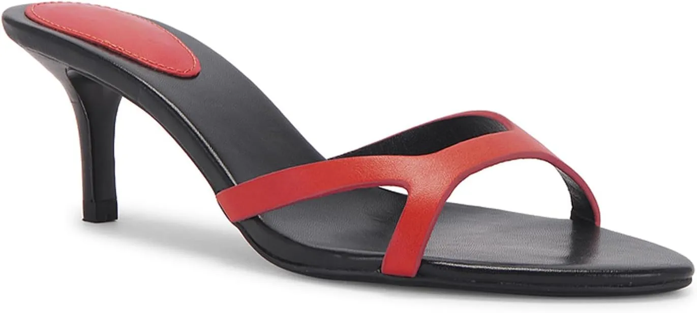 Kitten Heels for Women Single Strap Low Heel Open Toe Mule Shoes Non Slip Sandals
