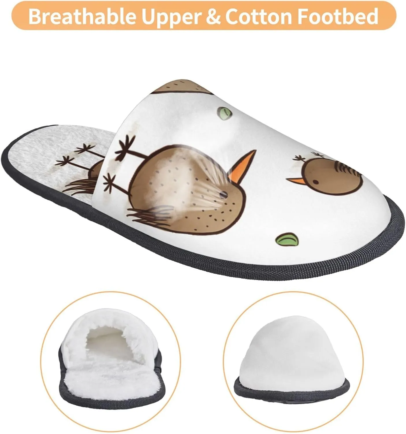 Kiwi Birds Cute Women's Fuzzy Slippers Slip-on Slipper Soft Comfy Bedroom Slippers Non-slip House Shoes