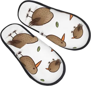 Kiwi Birds Cute Women's Fuzzy Slippers Slip-on Slipper Soft Comfy Bedroom Slippers Non-slip House Shoes