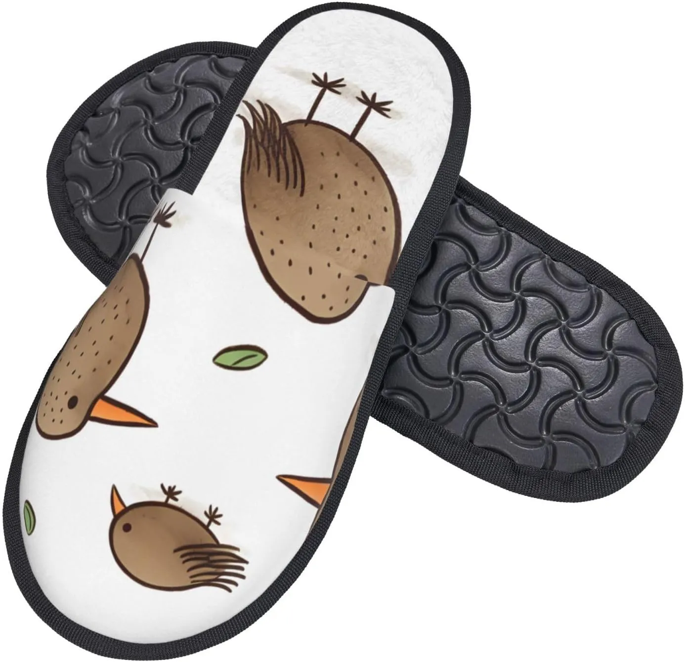 Kiwi Birds Cute Women's Fuzzy Slippers Slip-on Slipper Soft Comfy Bedroom Slippers Non-slip House Shoes