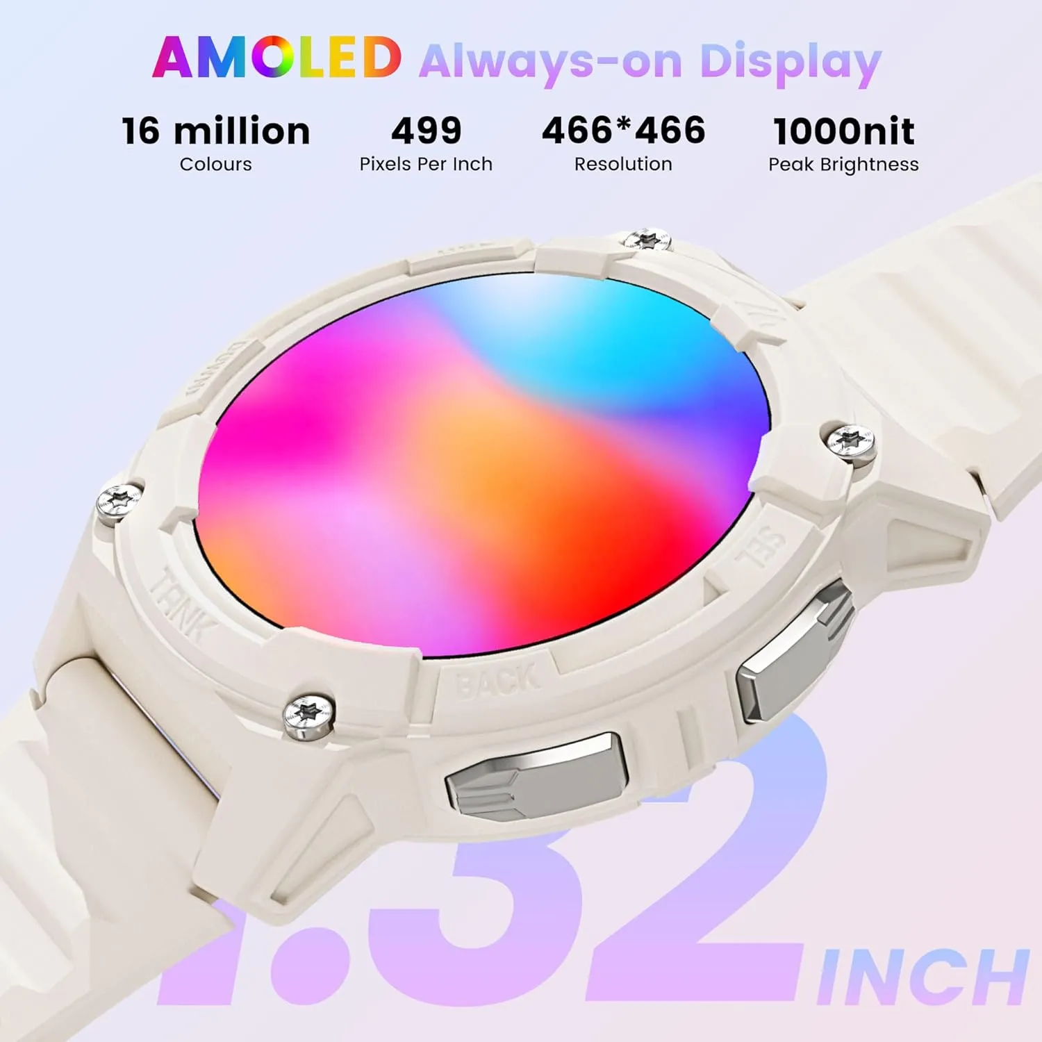 KOSPET Tank S2 Smart Watch for Women GPS, Pressure/Altitude/Compass, 5ATM Waterproof, 1.32" AMOLED Display Fitness Tracker(Answer/Make Call), AI Voice Assistant, 24H Sleep/Hear Rate Monitor