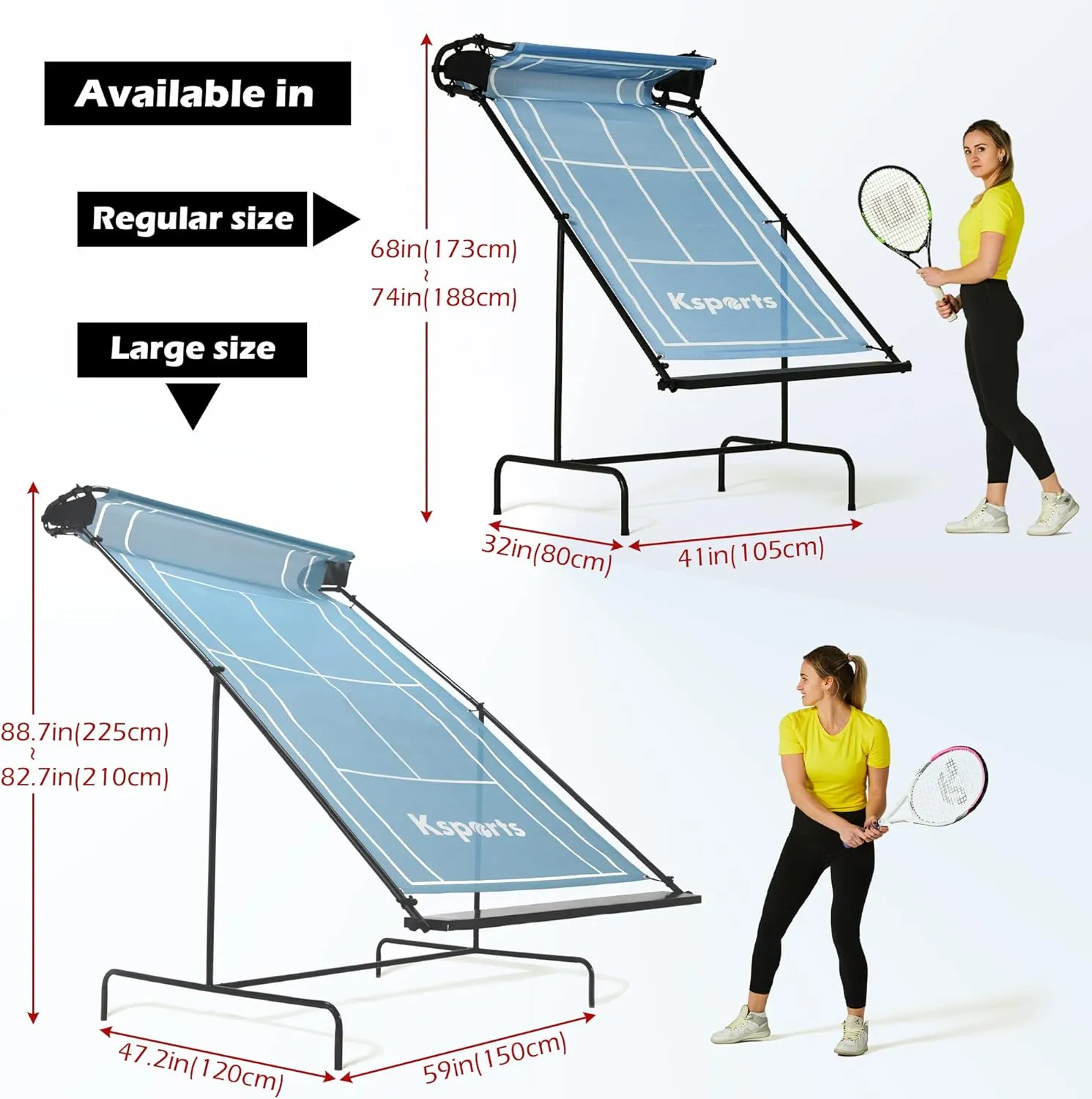 Ksports Tennis Rebounder Net – Multi Racket Sports Trainer for Tennis, Pickleball, Padel, Squash & Racquetball – Quick Assembly, Portable with Carry Bag