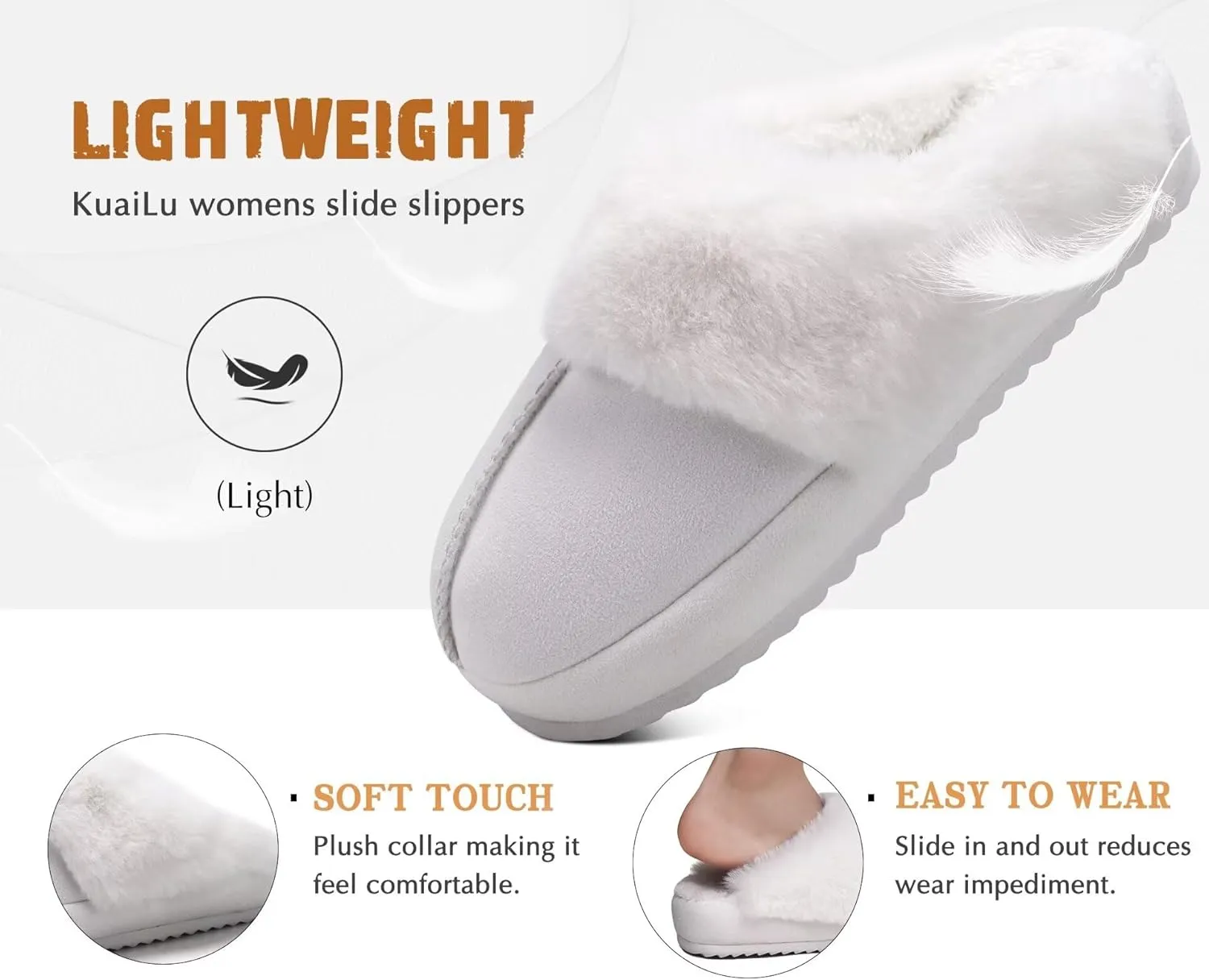 KuaiLu Womens House Platform Slippers Warm Faux Suede Fuzzy Thick Cushioned Yoga Foam Shoes Ladies Slipper Home Lightweight Slip on Indoor Outdoor Non-Slip Hard Sole