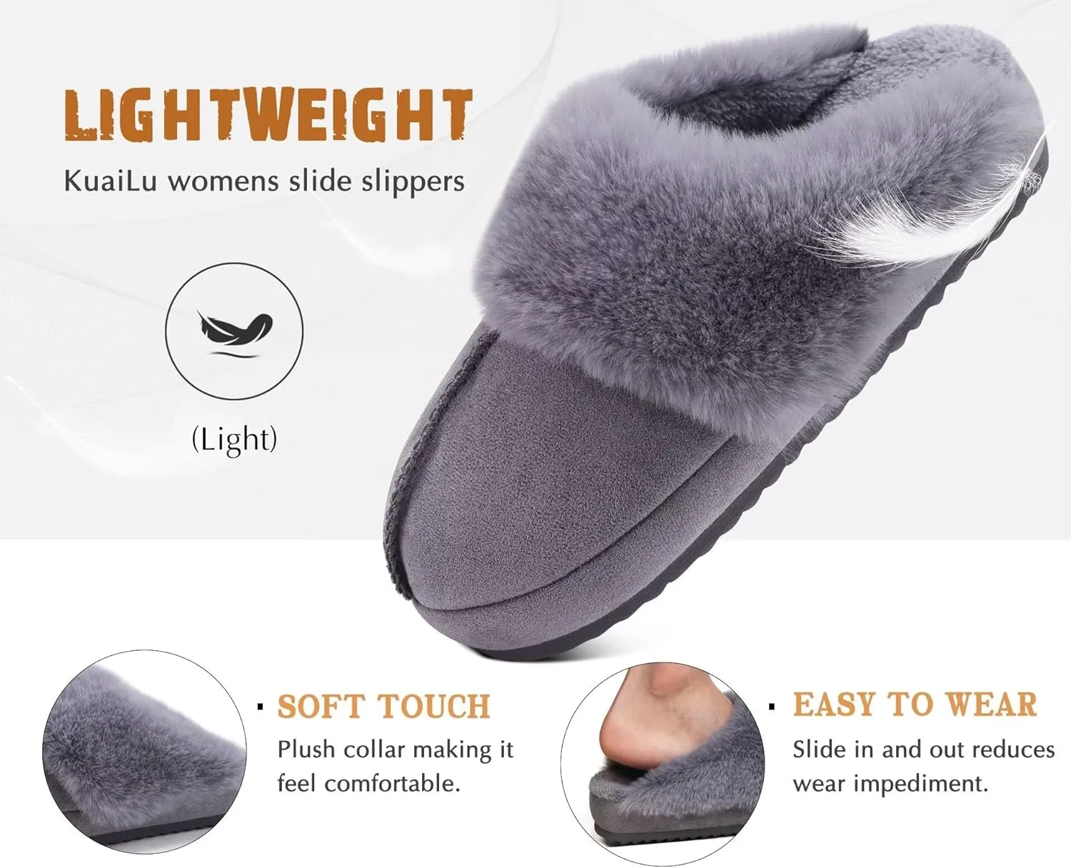 KuaiLu Womens House Platform Slippers Warm Faux Suede Fuzzy Thick Cushioned Yoga Foam Shoes Ladies Slipper Home Lightweight Slip on Indoor Outdoor Non-Slip Hard Sole