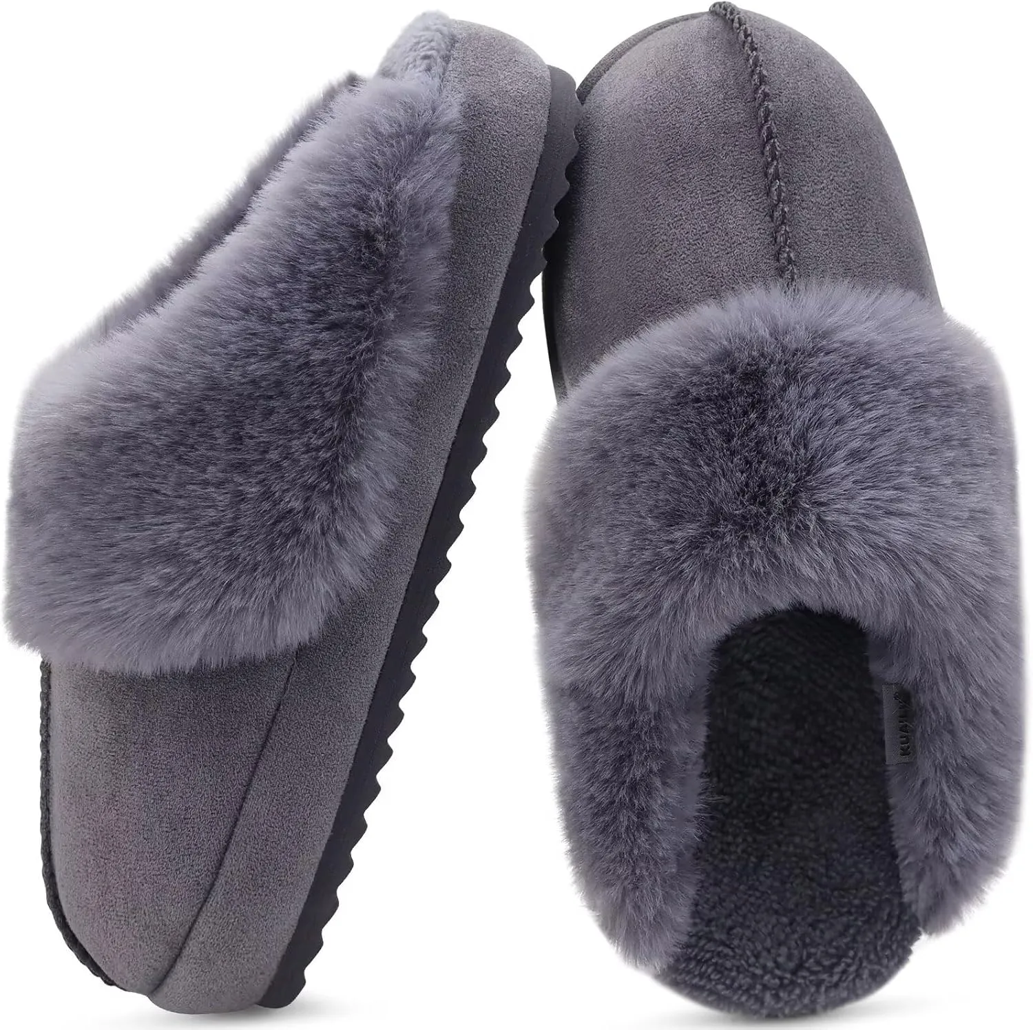 KuaiLu Womens House Platform Slippers Warm Faux Suede Fuzzy Thick Cushioned Yoga Foam Shoes Ladies Slipper Home Lightweight Slip on Indoor Outdoor Non-Slip Hard Sole