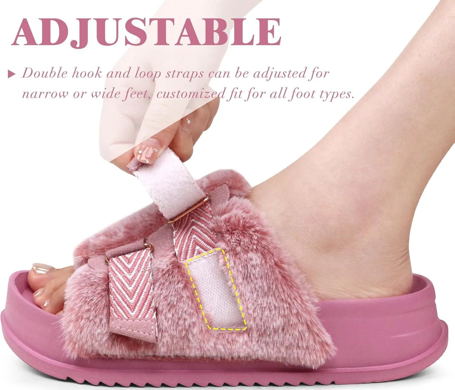 KuaiLu Women's Orthotic Slippers With Arch Support Soft Cushion Sandal Slippers for Woman Ladies Fashion Open Toe Faux Fur Platform Slipper Indoor Outdoor Size 6~12
