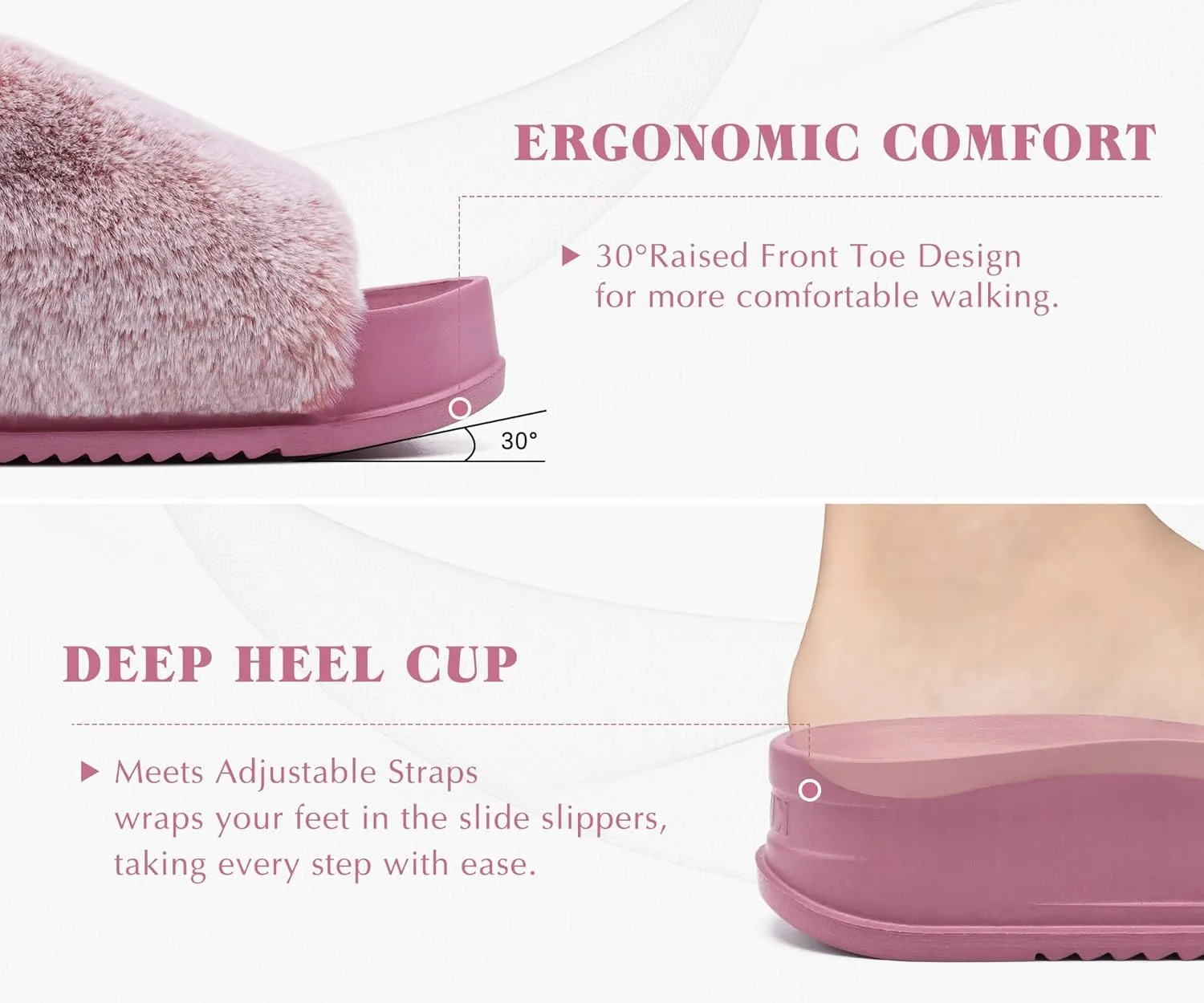 KuaiLu Women's Orthotic Slippers With Arch Support Soft Cushion Sandal Slippers for Woman Ladies Fashion Open Toe Faux Fur Platform Slipper Indoor Outdoor Size 6~12