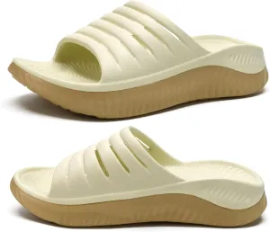 KuaiLu Womens Recovery Sandals With Comfortable Plantar Fasciitis Support,Ladies Orthotic Open Toe Sport Slides Thick Cushion Reduces Stress on Feet,Joints & Back Post-Exercise