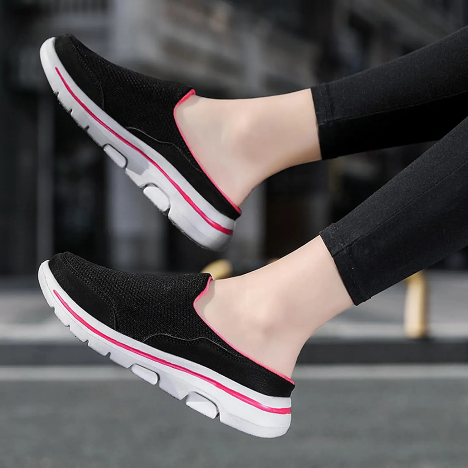 Kubbon Slip On Mules & Clogs for Womens Mens Breathable Mesh Walking Mules Sneakers Backless Hiking Shoes for Traveling Closed Toe Slippers