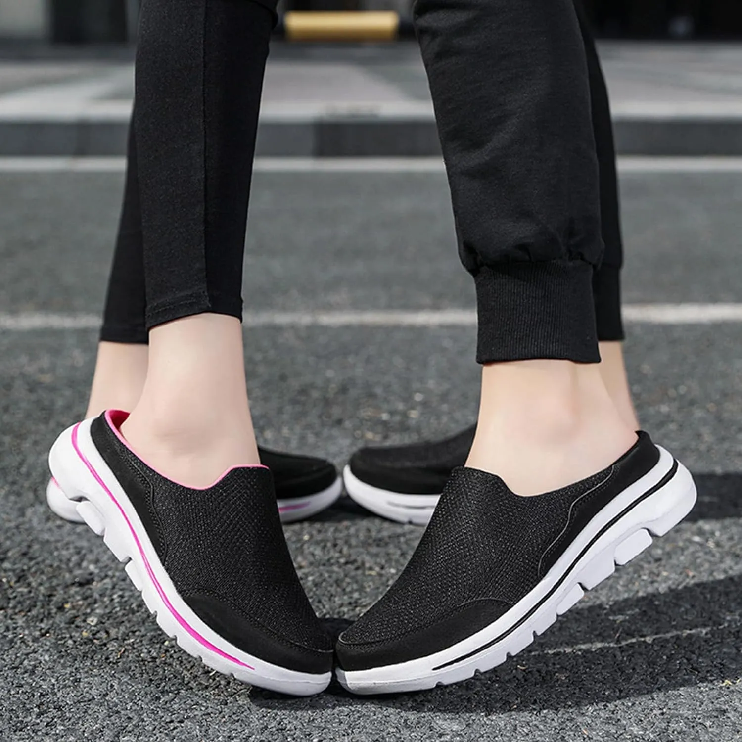 Kubbon Slip On Mules & Clogs for Womens Mens Breathable Mesh Walking Mules Sneakers Backless Hiking Shoes for Traveling Closed Toe Slippers