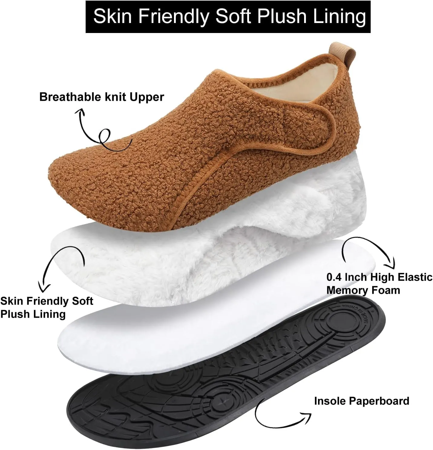 L-RUN Womens Mens House Slippers Indoor Home Shoes Warm Barefoot Slippers Outdoor House Shoes Anti-slip