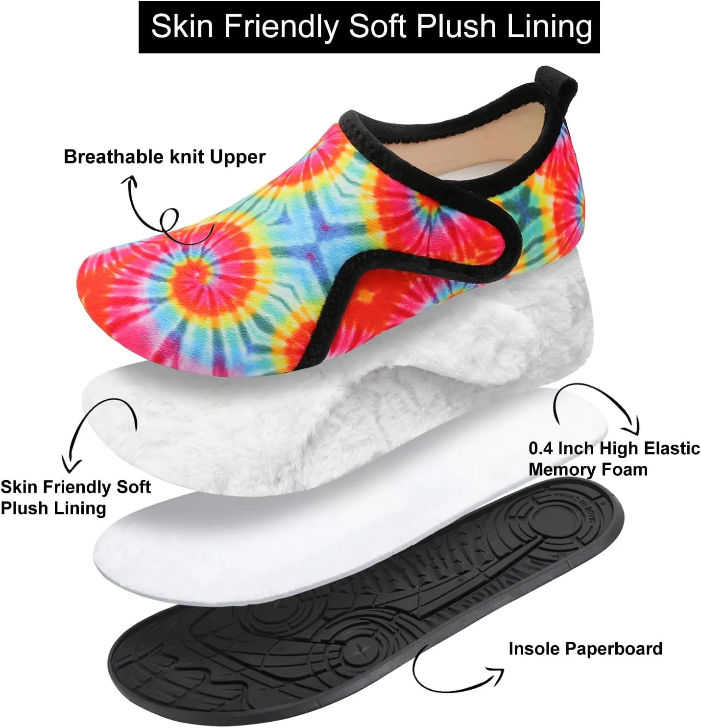 L-RUN Womens Mens House Slippers Indoor Home Shoes Warm Barefoot Slippers Outdoor House Shoes Anti-slip