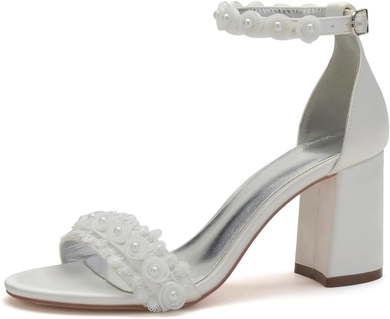 Lace Pumps Bride Heel Women Peep Toe Bridal Shoes Heel Wedding for Women Sandals Elegant Dressy Shoes Open Toe Ankle Strap