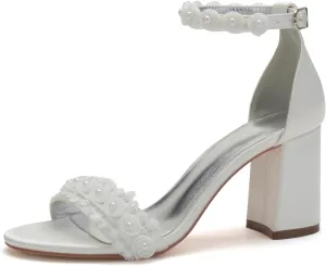 Lace Pumps Bride Heel Women Peep Toe Bridal Shoes Heel Wedding for Women Sandals Elegant Dressy Shoes Open Toe Ankle Strap