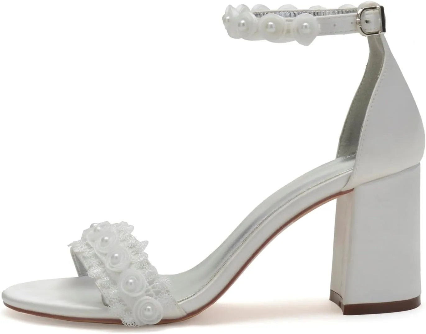 Lace Pumps Bride Heel Women Peep Toe Bridal Shoes Heel Wedding for Women Sandals Elegant Dressy Shoes Open Toe Ankle Strap