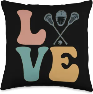 Lacrosse Player Lax Coach Team Trainer Love Throw Pillow, 16x16, Multicolor