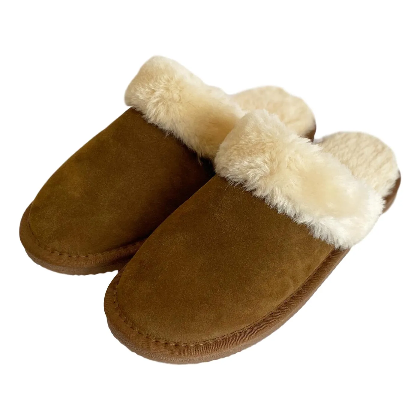 Ladies 'Luna' Lambswool Lined Slipper Mule - Chestnut