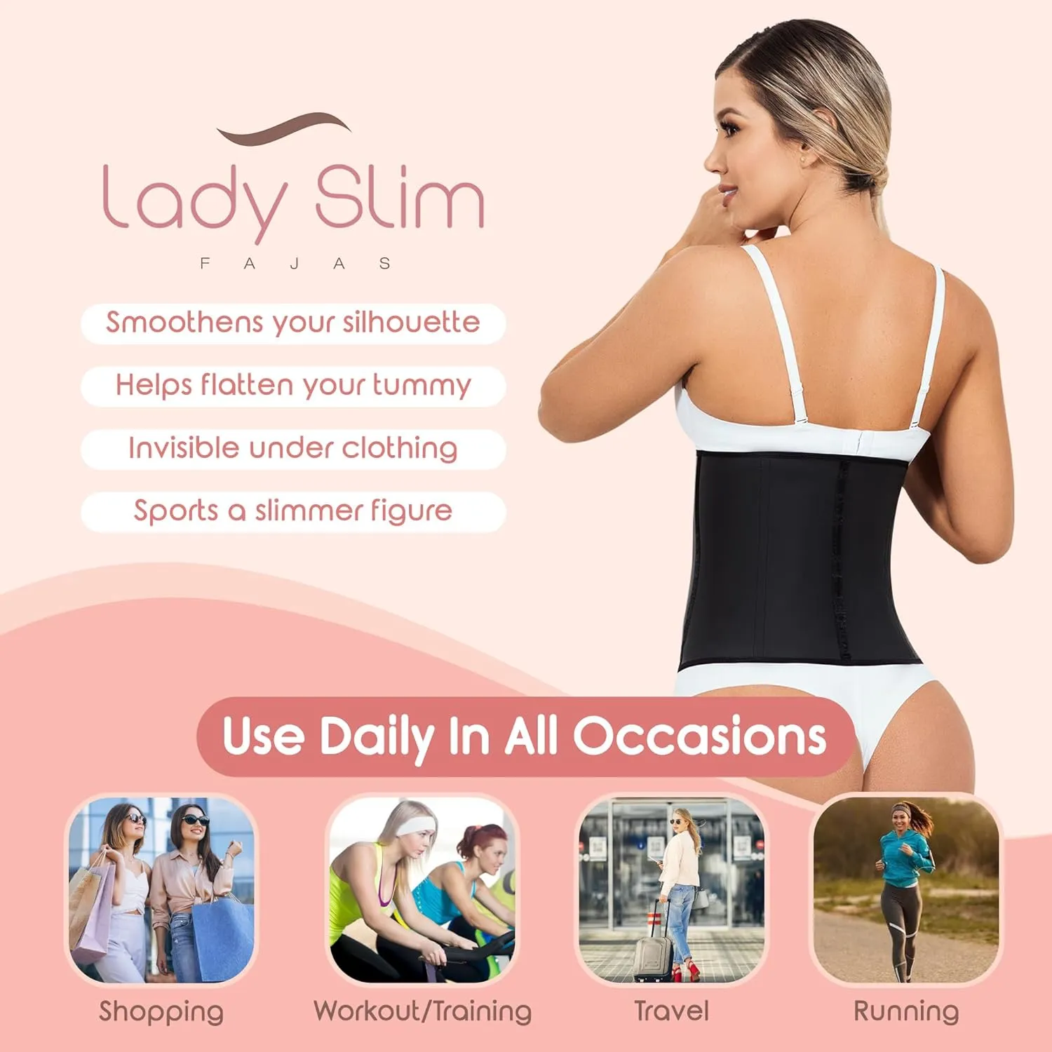 Lady Slim Fajas Colombianas Reductoras Y Moldeadoras para Mujer Underbust Waist Cincher Sport Girdle Hourglass Body Shaper