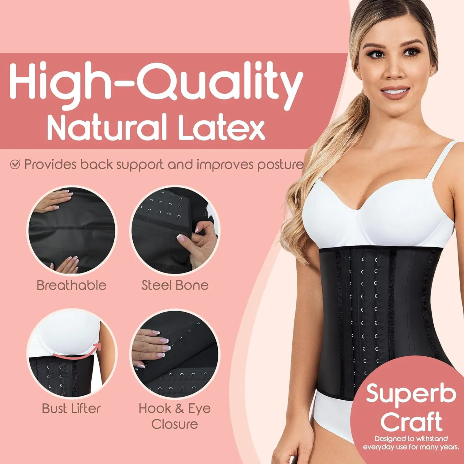 Lady Slim Fajas Colombianas Reductoras Y Moldeadoras para Mujer Underbust Waist Cincher Sport Girdle Hourglass Body Shaper