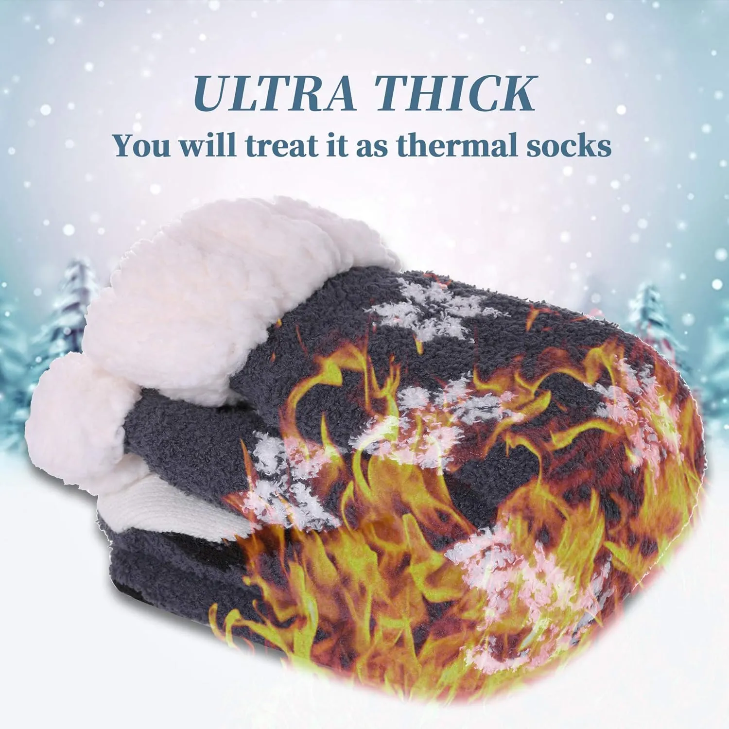 LANLEO Fuzzy Slipper Socks For Women with Grippers Winter Warm Thick Plush Fleece Lining Non Slip Animal Home Socks