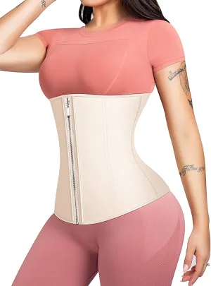 Latex Waist Trainer Corset Underbust Sport Cincher Womens Workout Body Shaper, Beige, 4XL