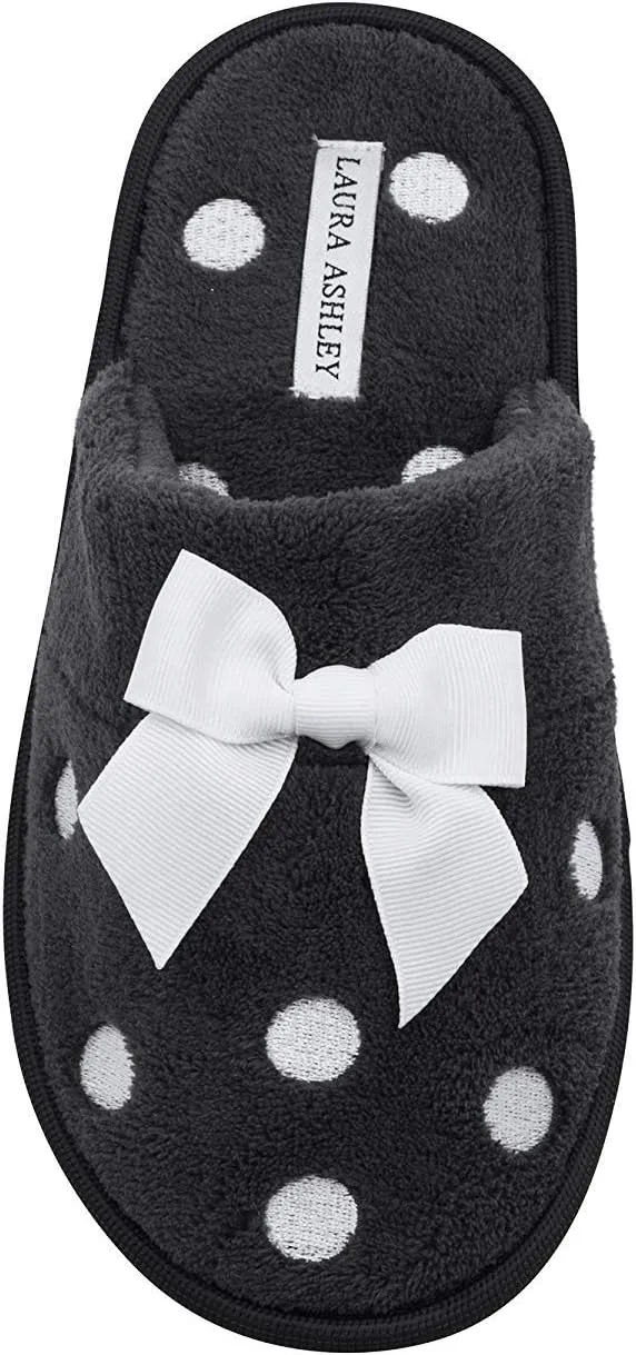 Laura Ashley Ladies Embroidered Soft Terry Scuff Slipper