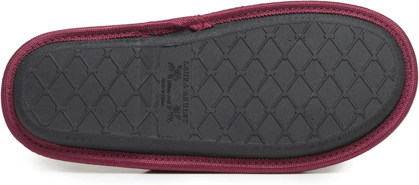 Laura Ashley Ladies Embroidered Soft Terry Scuff Slipper