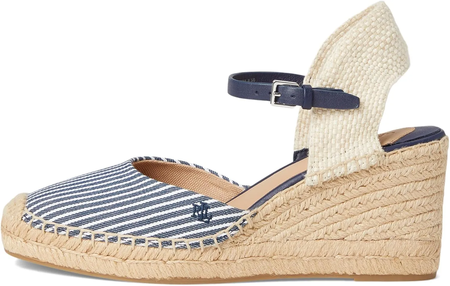 Lauren Ralph Lauren Women's Robby Striped Canvas & Jute Espadrille Wedge Sandal