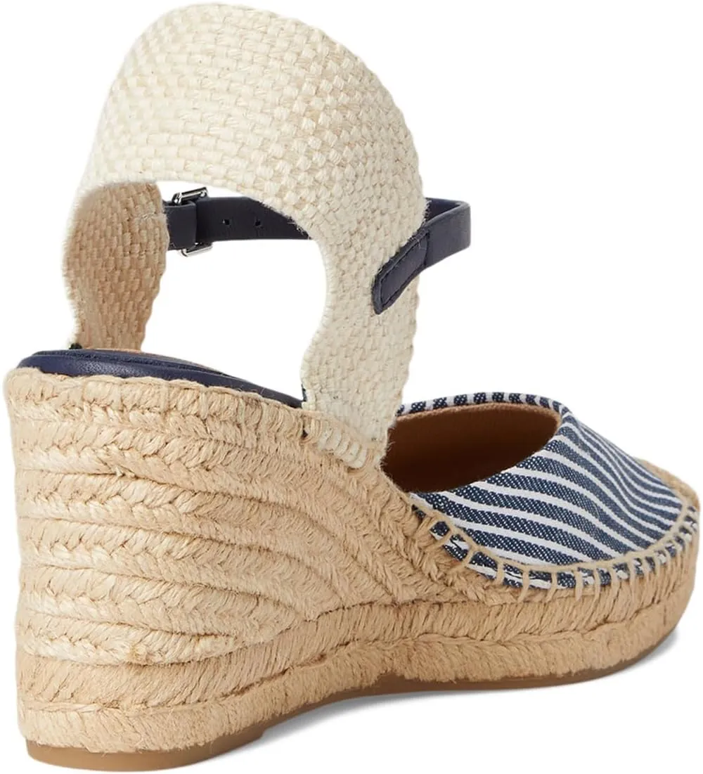 Lauren Ralph Lauren Women's Robby Striped Canvas & Jute Espadrille Wedge Sandal