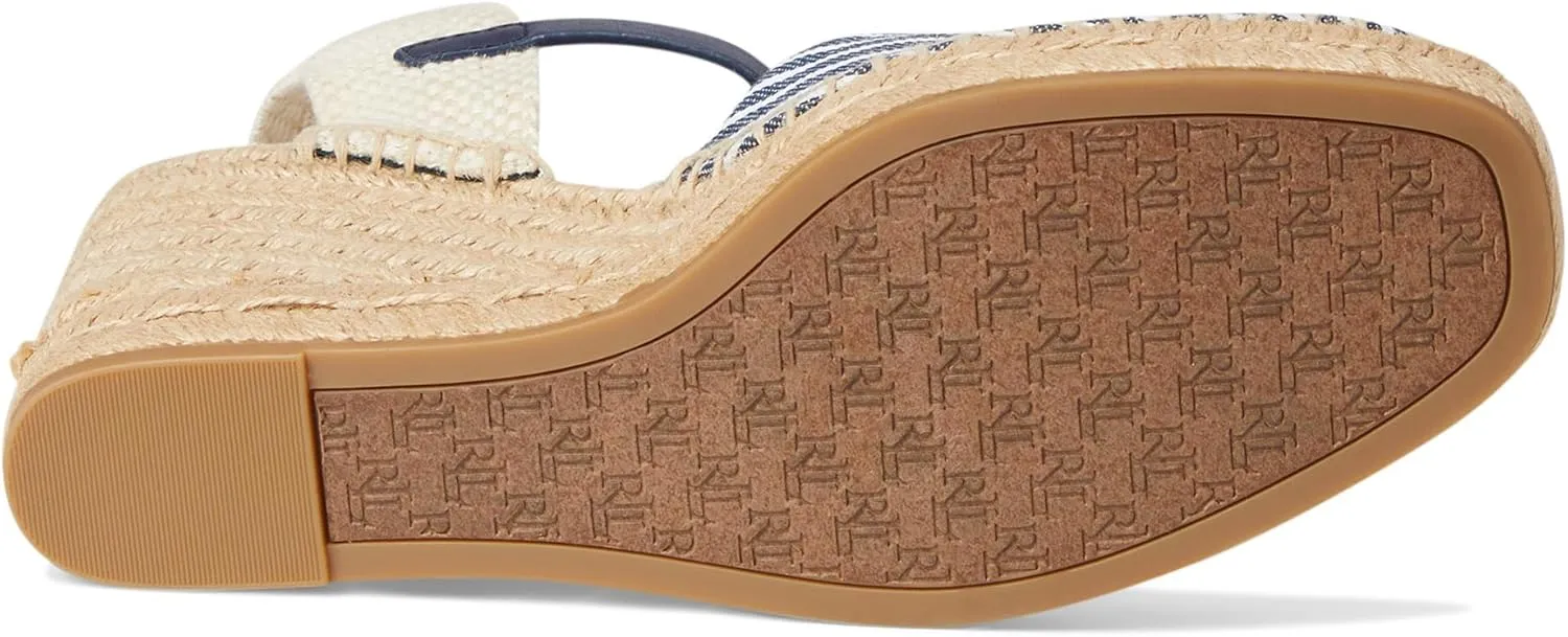 Lauren Ralph Lauren Women's Robby Striped Canvas & Jute Espadrille Wedge Sandal