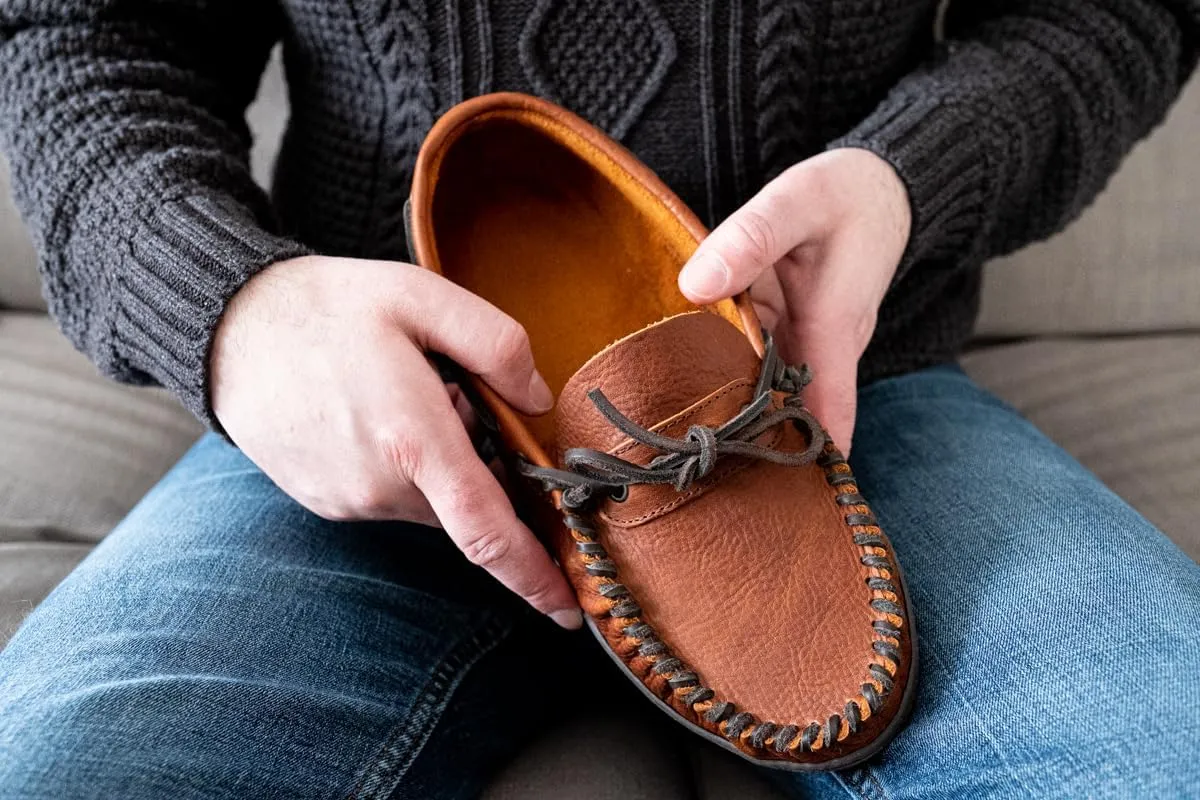 Laurentian Chief Men's Wide Leather Moccasin Shoes