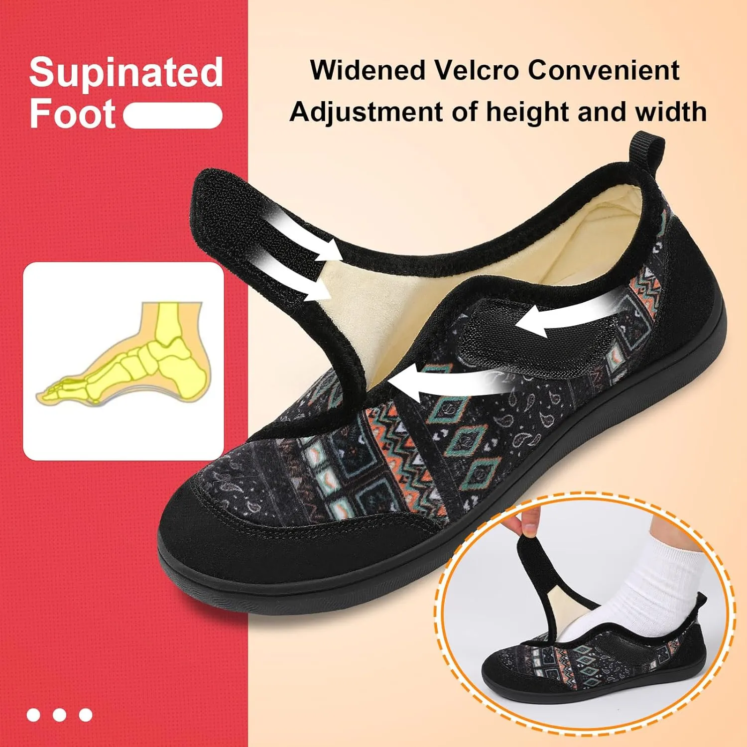 LeIsfIt Mens Slippers Wide House Shoes Adjustable Diabetic Shoes Arthritis Swollen House Slippers Indoor Outdoor