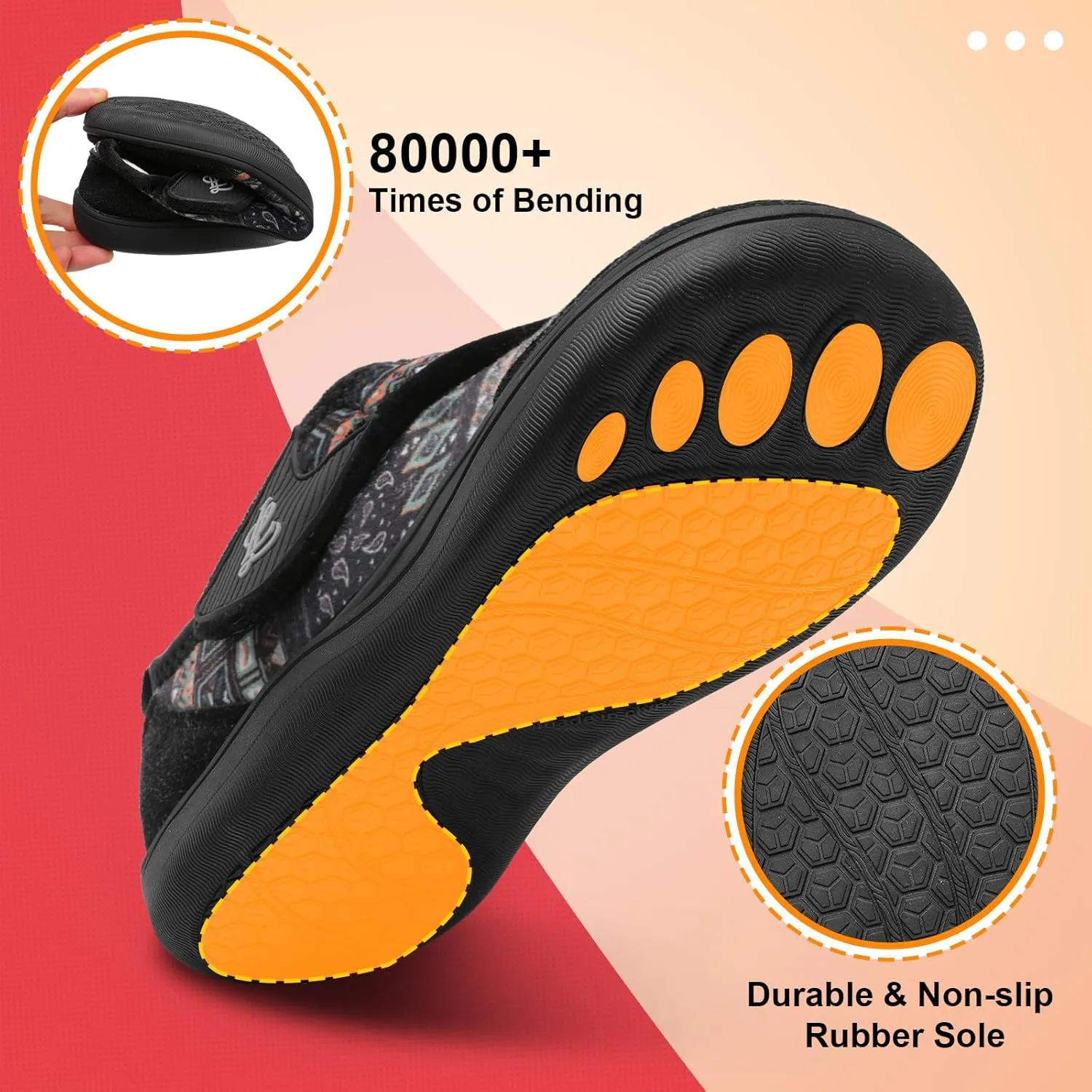 LeIsfIt Mens Slippers Wide House Shoes Adjustable Diabetic Shoes Arthritis Swollen House Slippers Indoor Outdoor