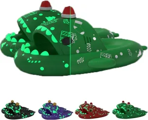 LELEBEAR Halloween Shark Slippers Halloween Shark Slides Christmas Spooky Shark Slides Glow in the Dark