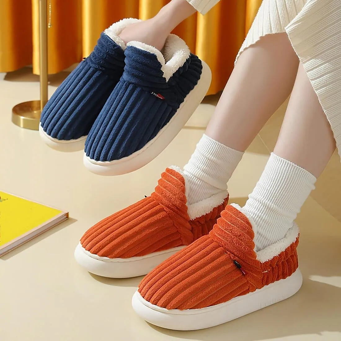 LELEBEAR Pluffi Slipper Booties Women, Pluffi The Cozy Stylish Slipper, Winter Cozy Warm Plush Lining Slippers