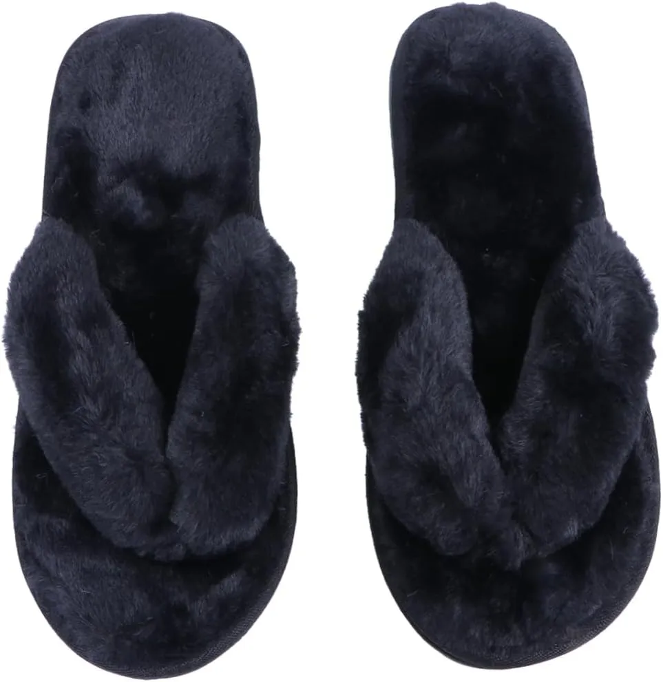 LIFKOME Home Sliers Women's Furry Sliers Winter Slippers Plush Flip-flops Anti-slip Padded Slippers Comfortable Cotton Footwear Size 40/41 26cm 9us 6.5uk 40.5eu