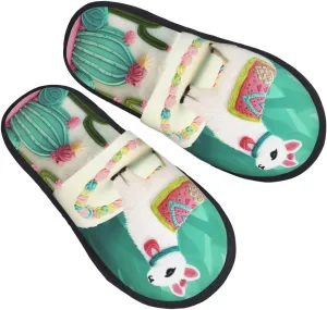 Llama Alpaca Cake Cactus Women's Fuzzy Slippers Slip-on Slipper Soft Comfy Bedroom Slippers Non-slip House Shoes