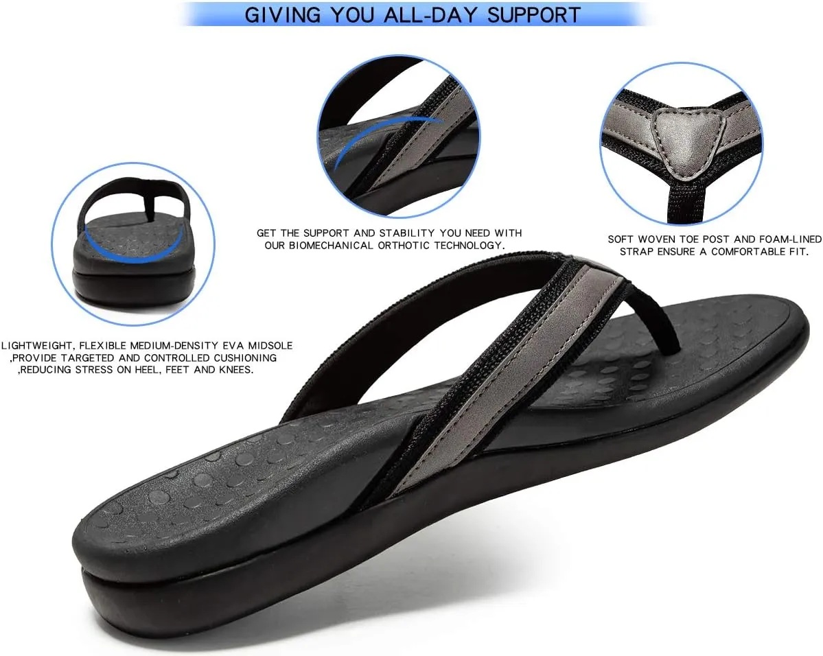 LLSOARSS Plantar Fasciitis Feet Sandal with Arch Support - Best Orthotic flip Flops for Flat Feet，Heel Pain- for Women
