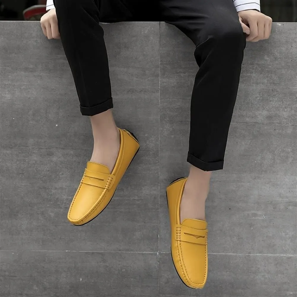 Loafer Shoes for Men Genuine Leather Stitching Details Penny Loafer Flat Heel Comfortable Flexible Driving Slip On for Any Attire