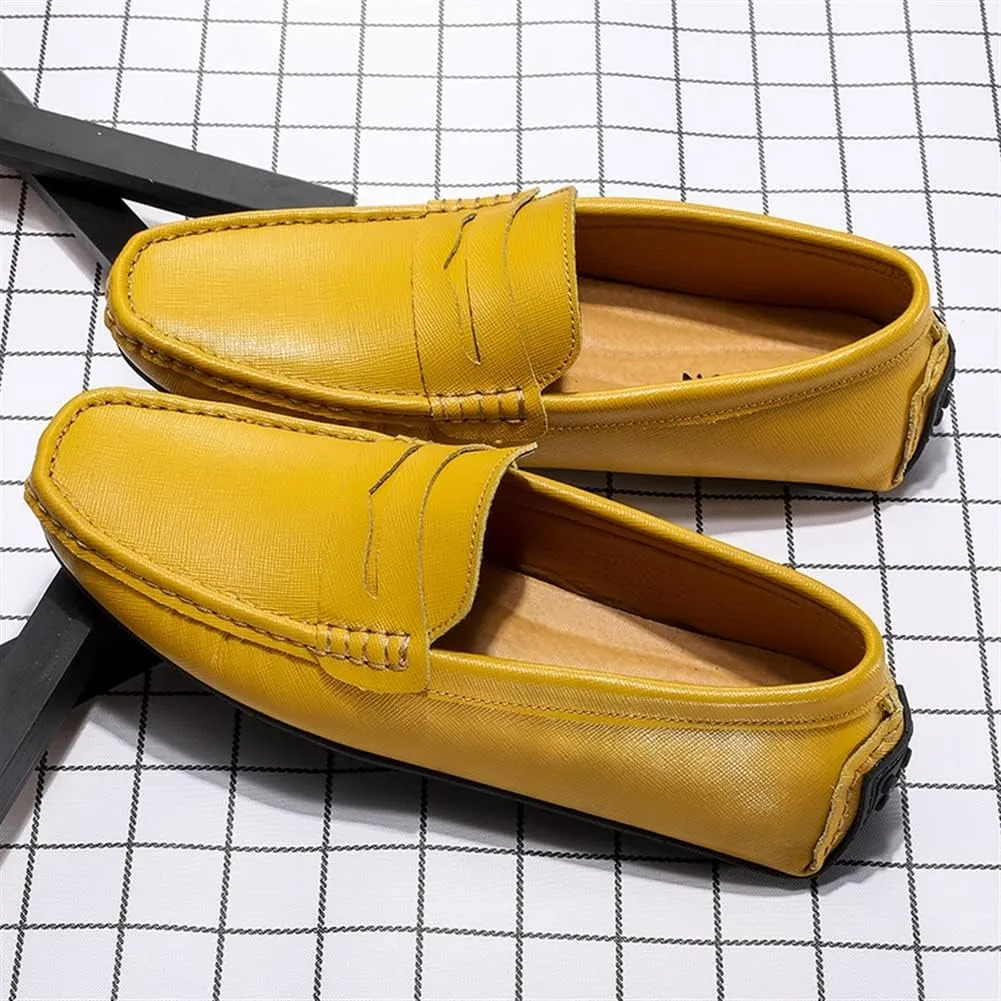Loafer Shoes for Men Genuine Leather Stitching Details Penny Loafer Flat Heel Comfortable Flexible Driving Slip On for Any Attire