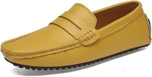 Loafer Shoes for Men Genuine Leather Stitching Details Penny Loafer Flat Heel Comfortable Flexible Driving Slip On for Any Attire